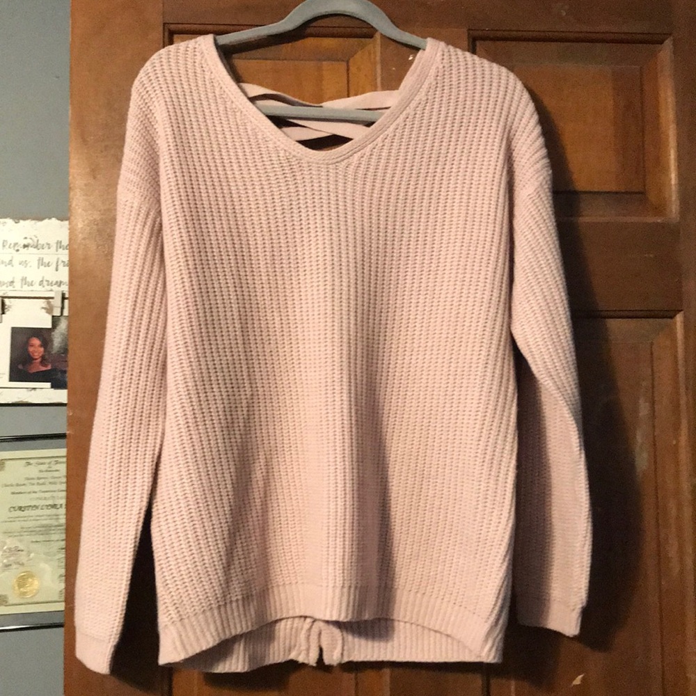 Lace back sweater